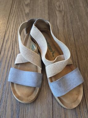 BioNatura Italian Suede & Elastic Criss-Cross Comfort Sandals